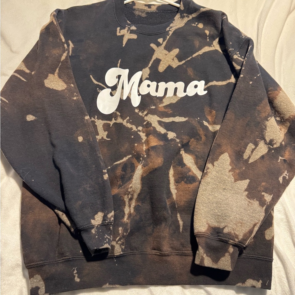 Mama Graphic Tie-Dye Crewneck Sweatshirt - Black/Brown